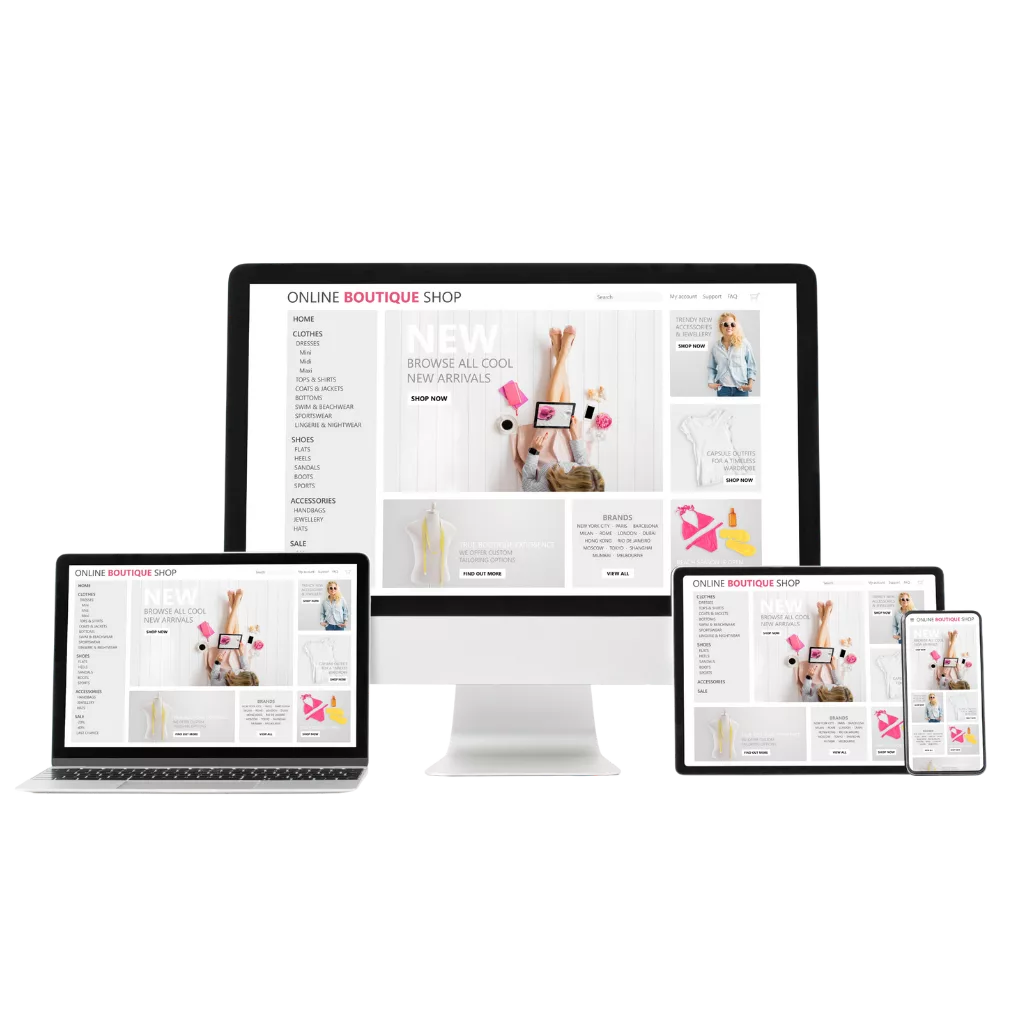 Ordinateur, tablette et mobile avec boutique en ligne